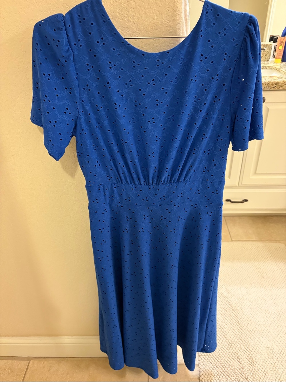 London Times Royal Blue Eyelet Midi Dress